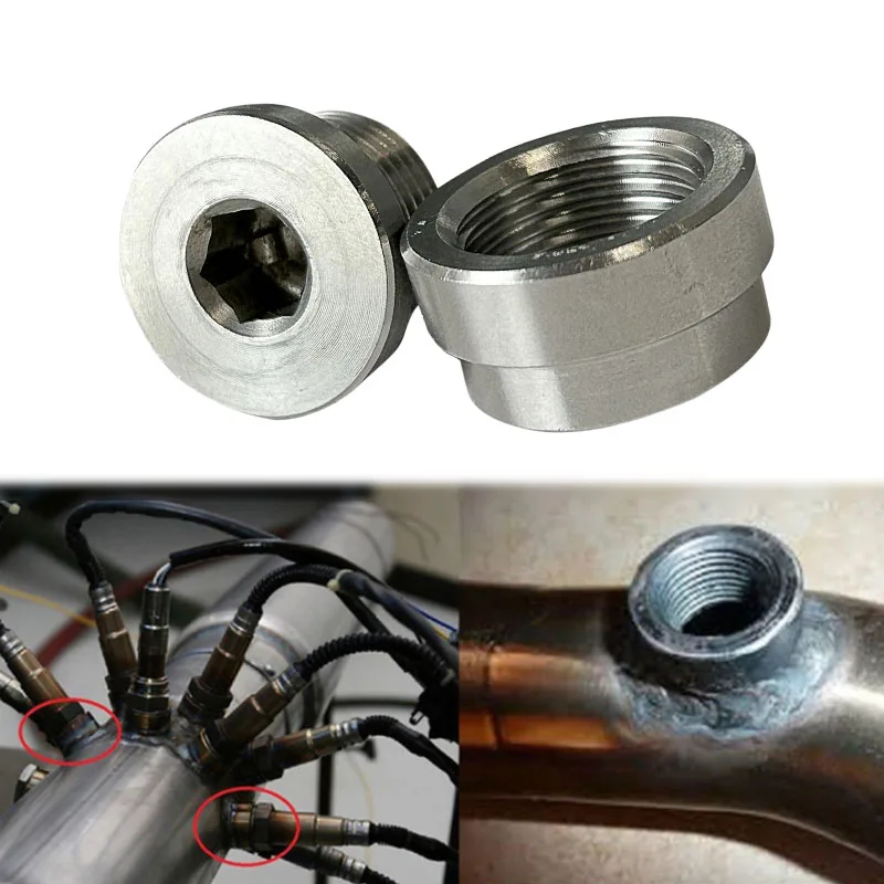 2Pair M18*1.25 Stainless Steel S304 Bung Nut Kit For Lambda Exhaust Oxygen Sensor Welding Install Sensor Nut Plug Car Accessorie