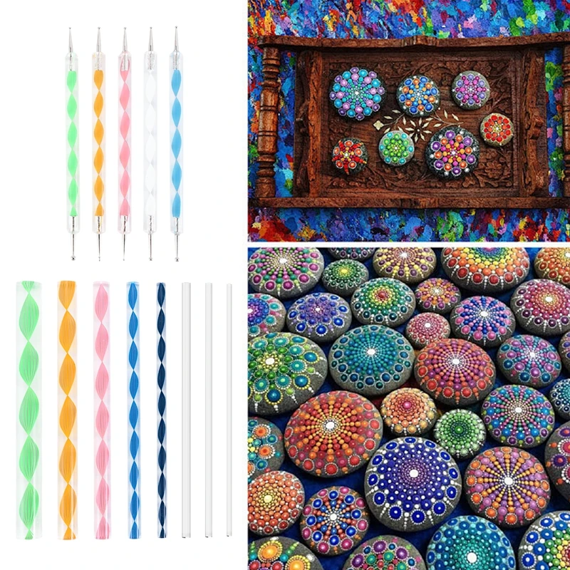 16 Pcs Mandala Dotting Tools For Painting Rocks Mandala Stencils Kit Ball Stylus Clay Sculpting Carving Tools