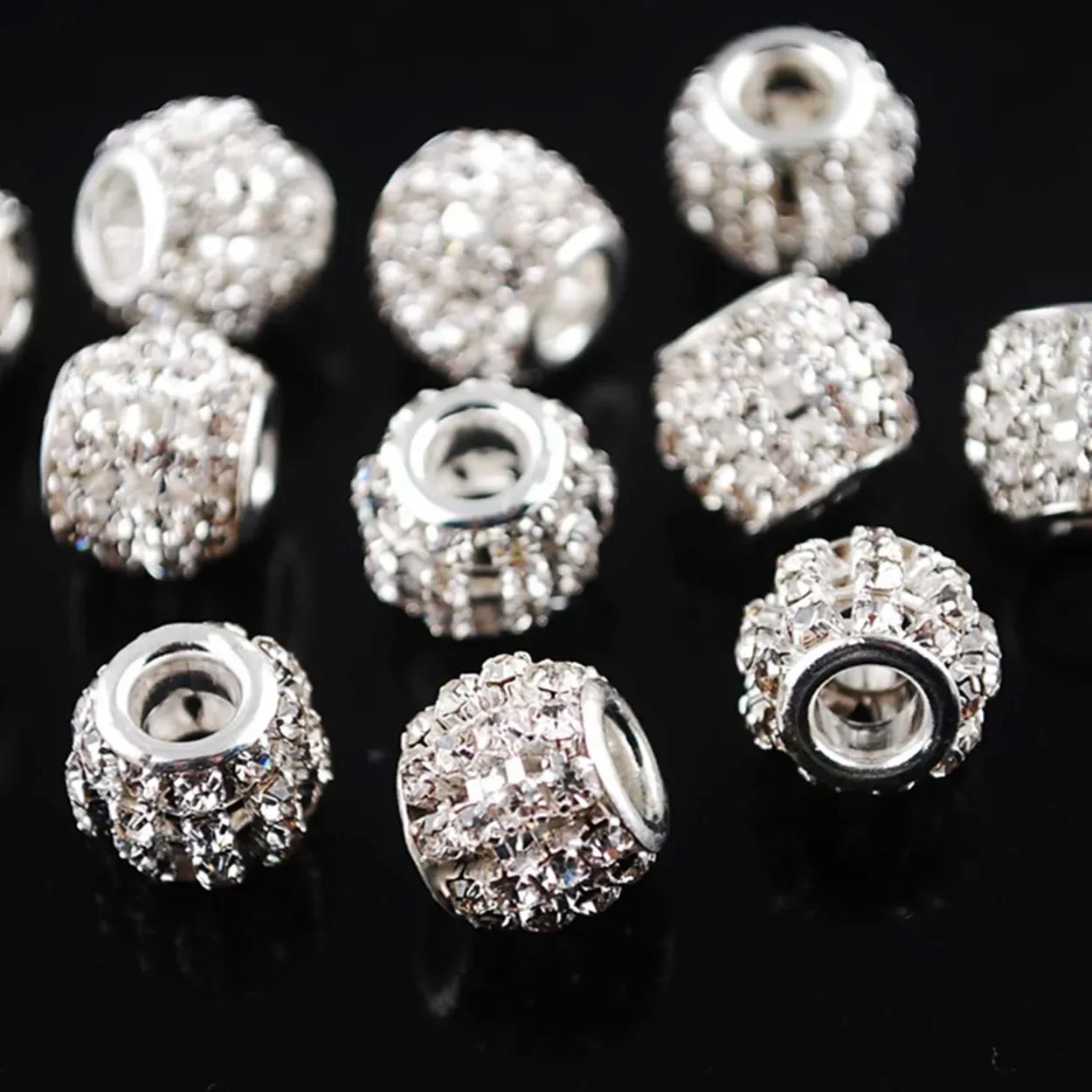 

5pcs 12x10mm Oval Crystal Rhinestone Charms Findings Loose Big Hole Beads Craft For Jewelry Making Accessories DIY
