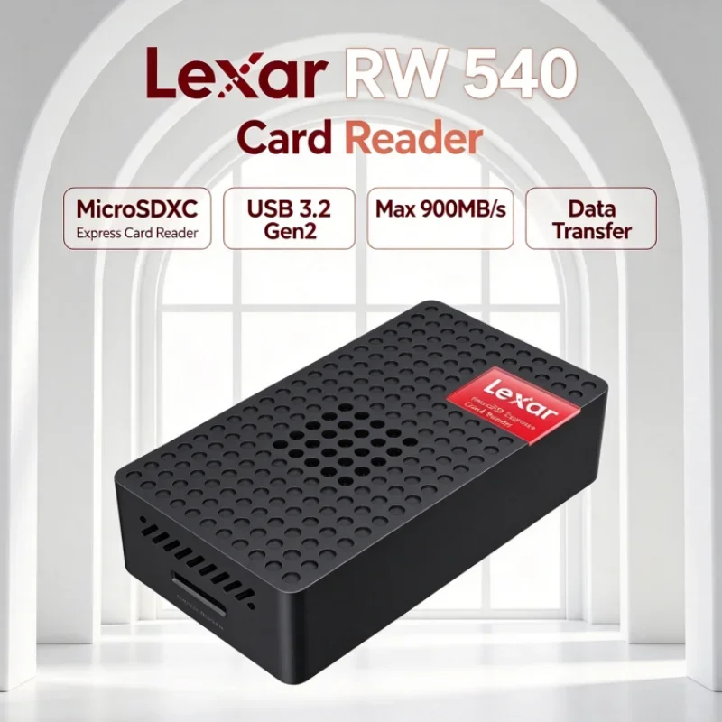 Lexar RW540 PLAY PRO MicroSD Card Reader MicroSDXC Express Card Reader Max 900MB/s Built-in Fan for Photo Transfer