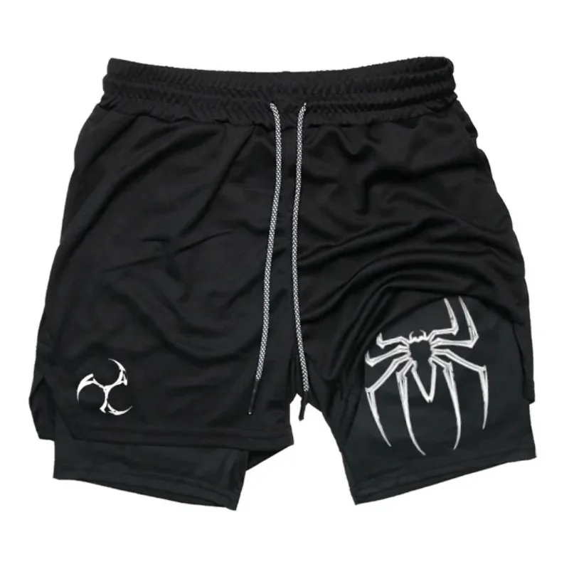Fashion Athletic Summer Men Double-layer Sport Fitness Short with Sportswear 2-in-1 Running Towel Loop  Activewear Cycling Short