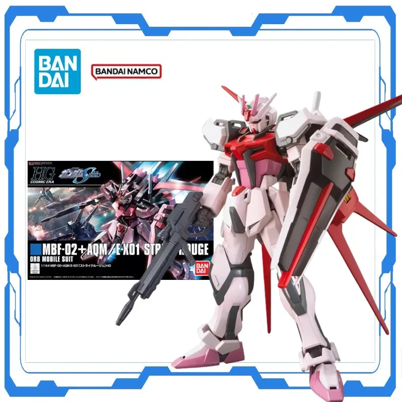 

Bandai Original Genuine Gundam Anime Model HG 1/144 MBF-02 +AQM/E-X01 Strike Rouge Gundam Anime Action Figures Toys Collectible