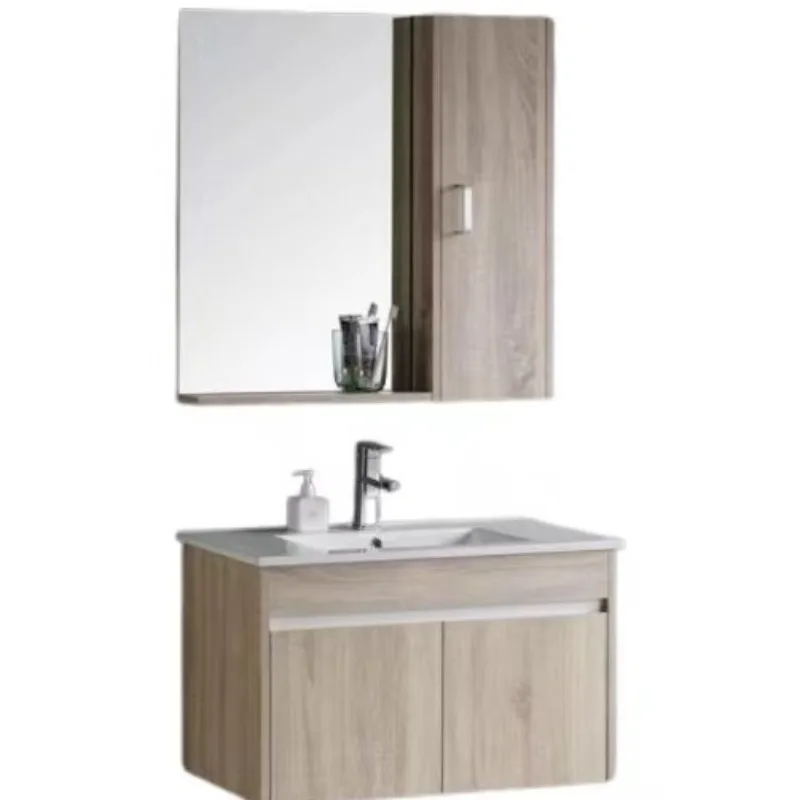 

Log color hotel style solid wood hanging cabinet drawer bathroom wash basin wash table bathroom cabinet