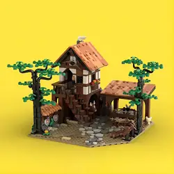 Fast delivery MOC-134494 Lion Knight Archery Range Small Particle Assembled Building Block Toy Medieval Building Castle Model