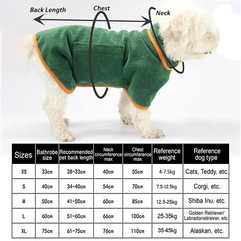 Absorbent Microfiber Bathrobe for Pet, Wrapped Waist Towel, Thickened Bath Towel for Cat and Dog, Wholesale