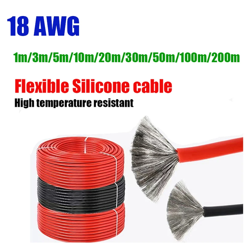 

18AWG 6A Silicone Cable 20m 30m 50m 100m Red Black Heat Resistant Electrical Wire for Car Battery Controller Printer Speaker Car