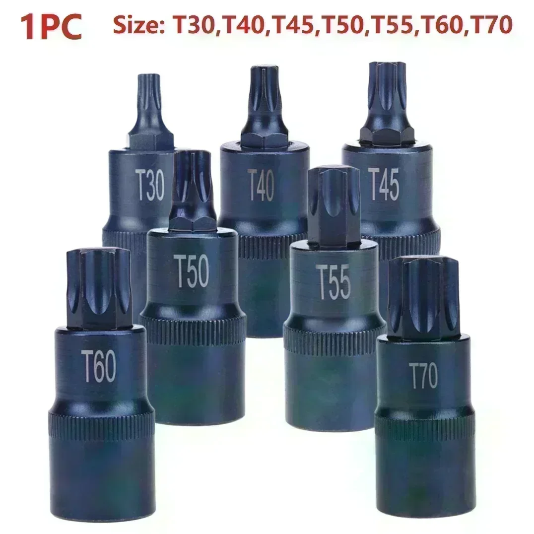 Torx Screwdriver Bit  1/2inch Socket Bits Adapter T30 T40 T45 T50 T55 T60 T70 Torx Socket Adapter Hand Tool For Ratchet Wrenches