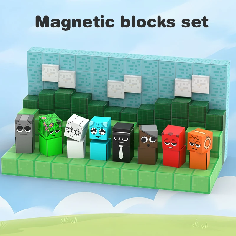 8PCS Sprunki Figures Magnetic Blocks Toys Incrediboxs Sprunki Magnet Toys STEM Sensory Toys for Toddler Christmas Birthday Gift