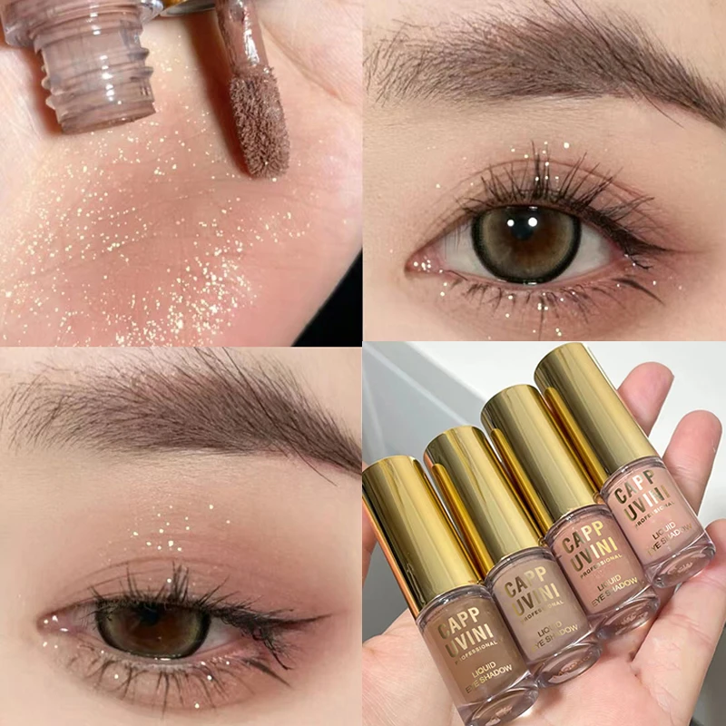 Brauner Glitzer, flüssiger Lidschattenstift, Kontur-Rouge-Pigment, feiner Schimmer, matt, natürlich, Wangenmilch, Kaffee, Schattencreme, Augen-Make-up