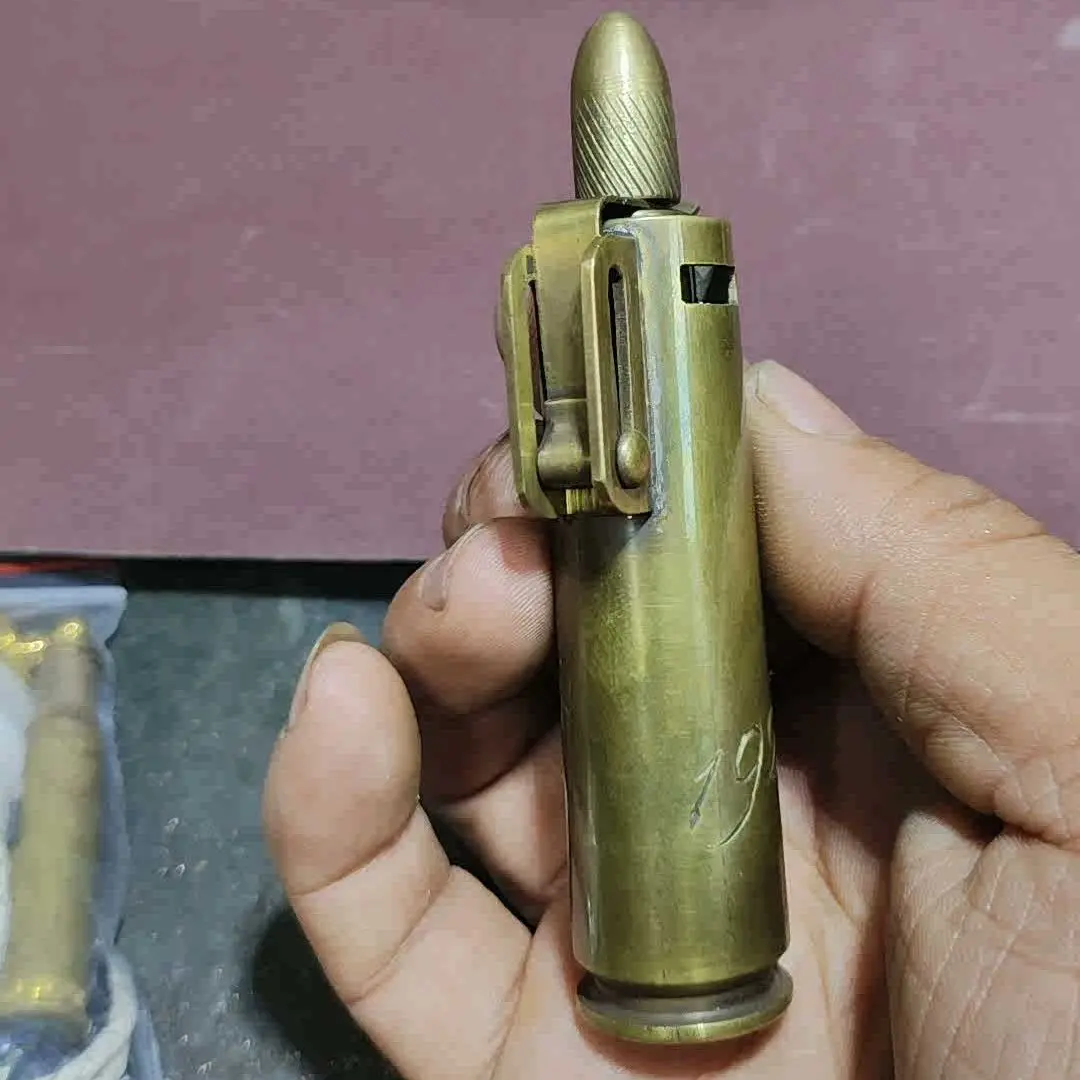 Bullet Shell Shaped Brass Oil Lighter Gasoline Kerosene Lighter Collection Gift Handmade