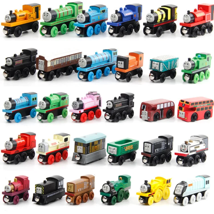 Trens de madeira thomas e amigos, pista magnética, brinquedos para meninos, ferrovia molley lady diesel oliver donald emily james, presente educacional
