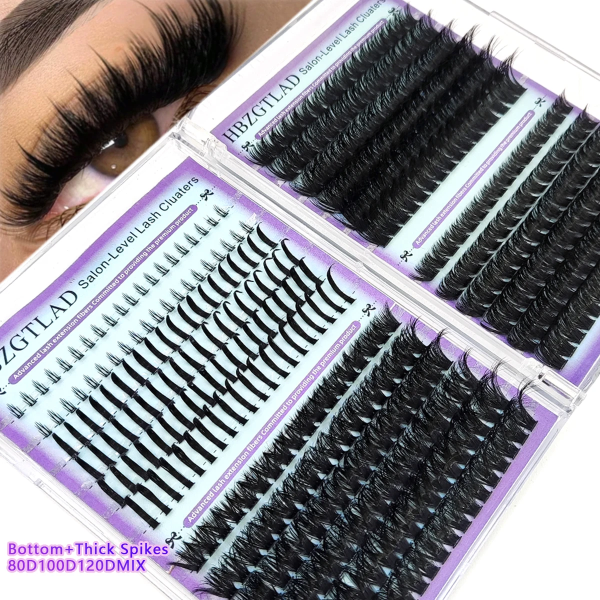 HBZGTLAD 60D-180D Bottom&Spiky Lashes Clusters Volume Individual Lashes Cluster Extensions Spikes Lashes Clusters DIY Fairy/Mang