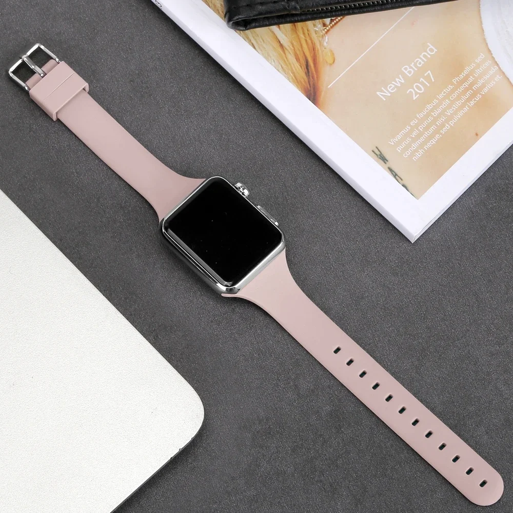 Модный силиконовый ремешок для Apple Watch, женский ремешок серии 10/9/8/7, 38 мм, 40 мм, 41 мм, 42 мм, 44 мм, 45 мм, 46 мм, 49 мм