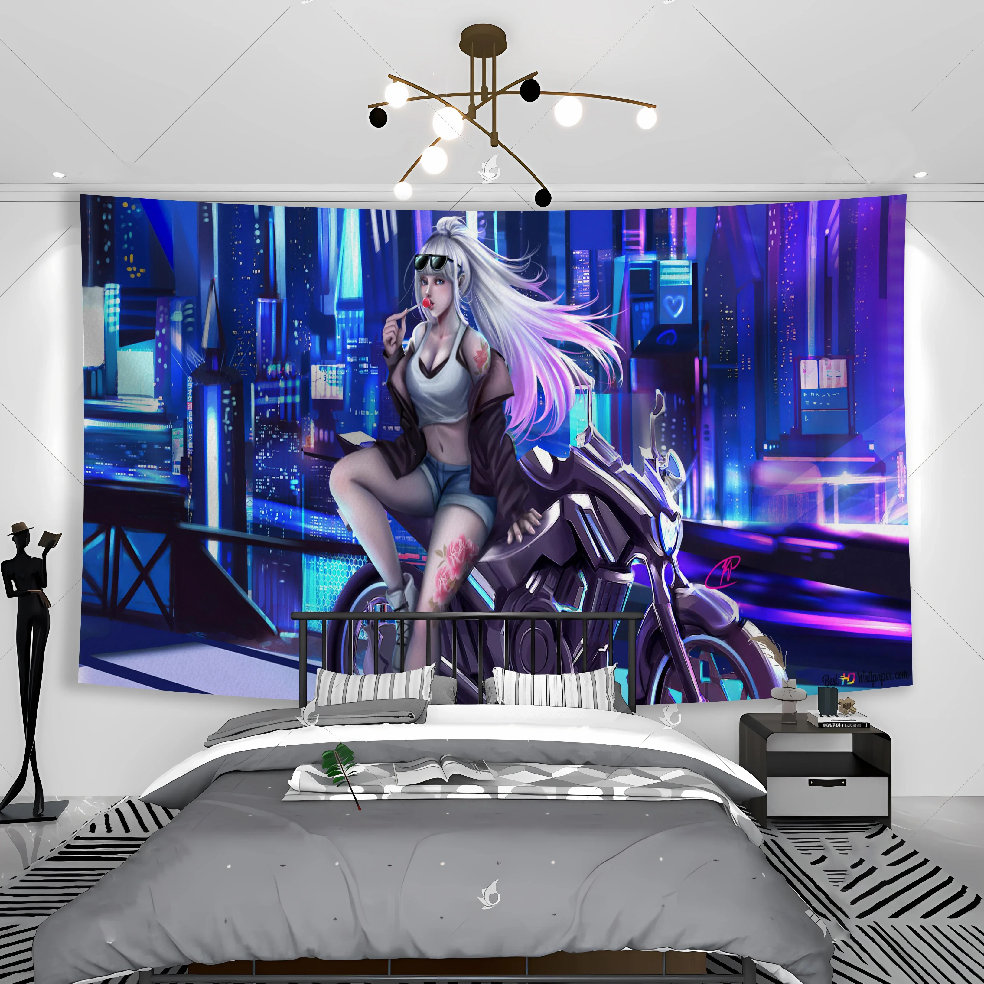 3x5ft Cyberpunk Anime Tapestry Bohemia Hippie Room Decoration Large Wall Cloth  Wall Tapestry Anime Wall Hanging Kawaii Room