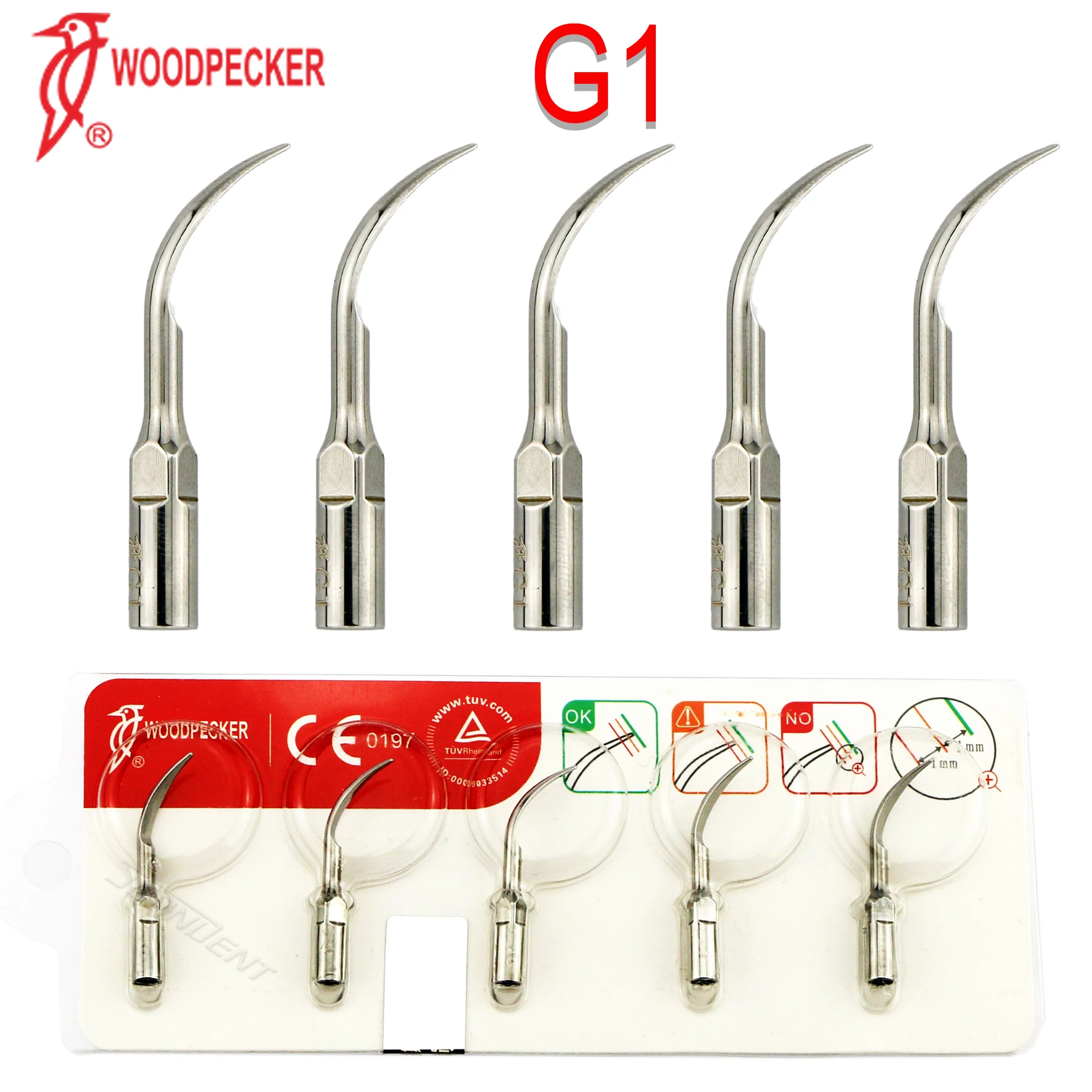 Woodpecker Scaler Tips G1 Scaling Tips Dental Ultrasonic Scaler Tips For Tooth Scaling Fit EMS Mectron Scaler Handpieces