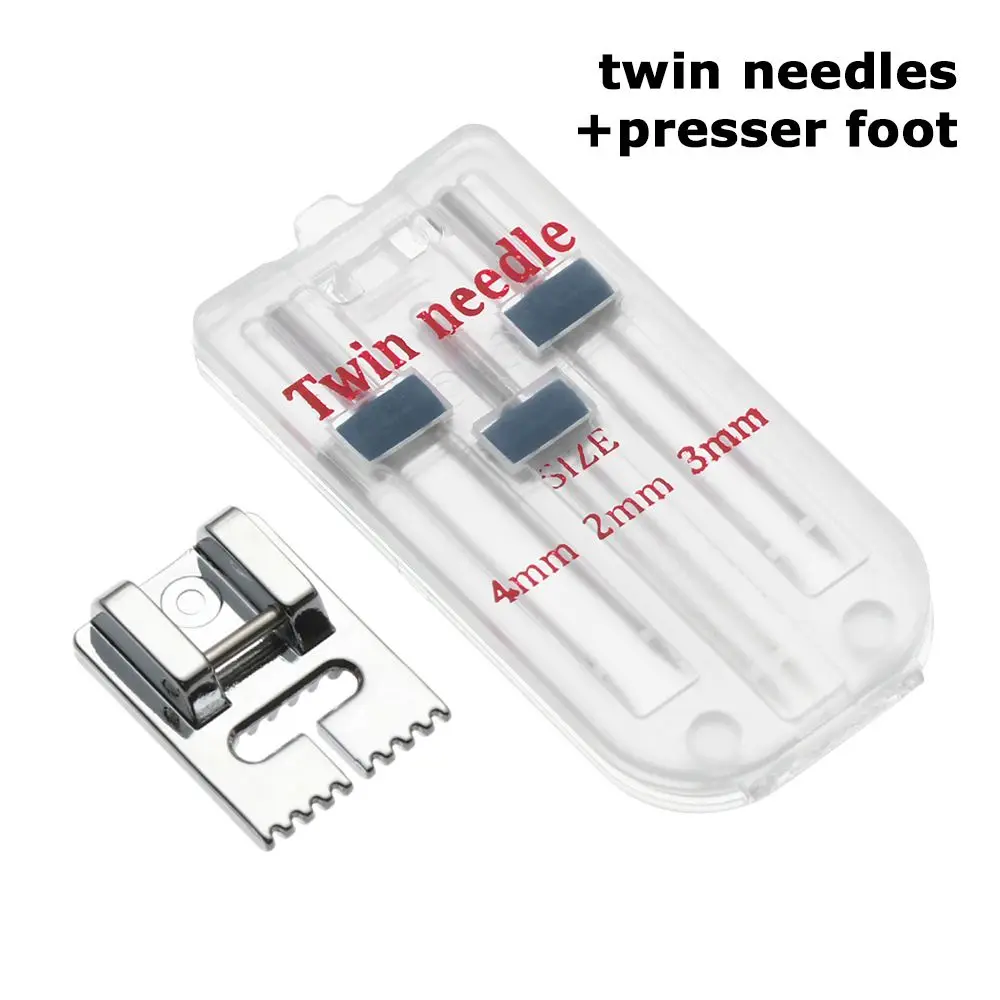 Accessories 2/90 3/90 4/90 Double Stitch Wrinkled Presser Foot 3 Sizes Twin Needles 9 Grooves Sewing Machine Fittings