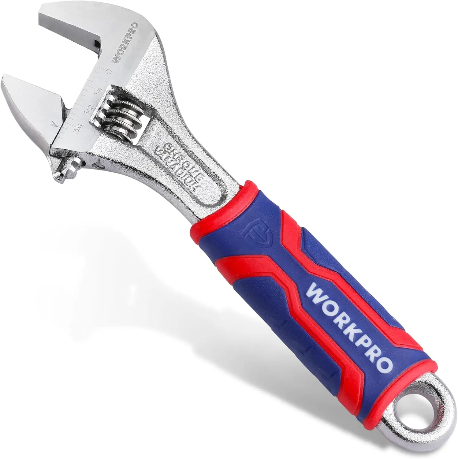 

6-Inch Adjustable Wrench, Wide Jaw Opening with Rubber Grip, Metric/SAE Scales, Chrome Vanadium Steel