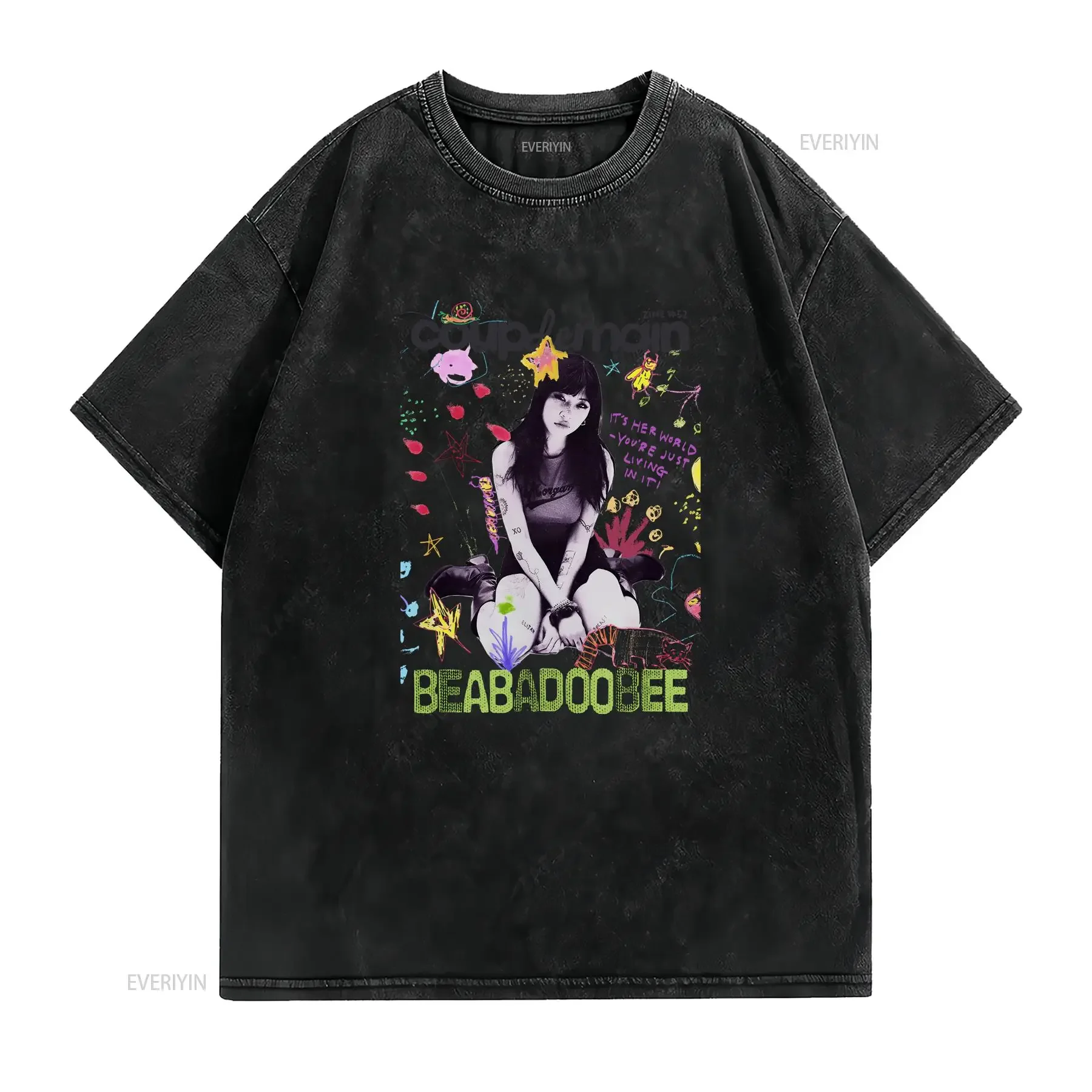Beabadoobee T Shirt Fake It Flowers Album Merch vintage Washed Unisex graphic designer clothes Versatile Comfortable fashion