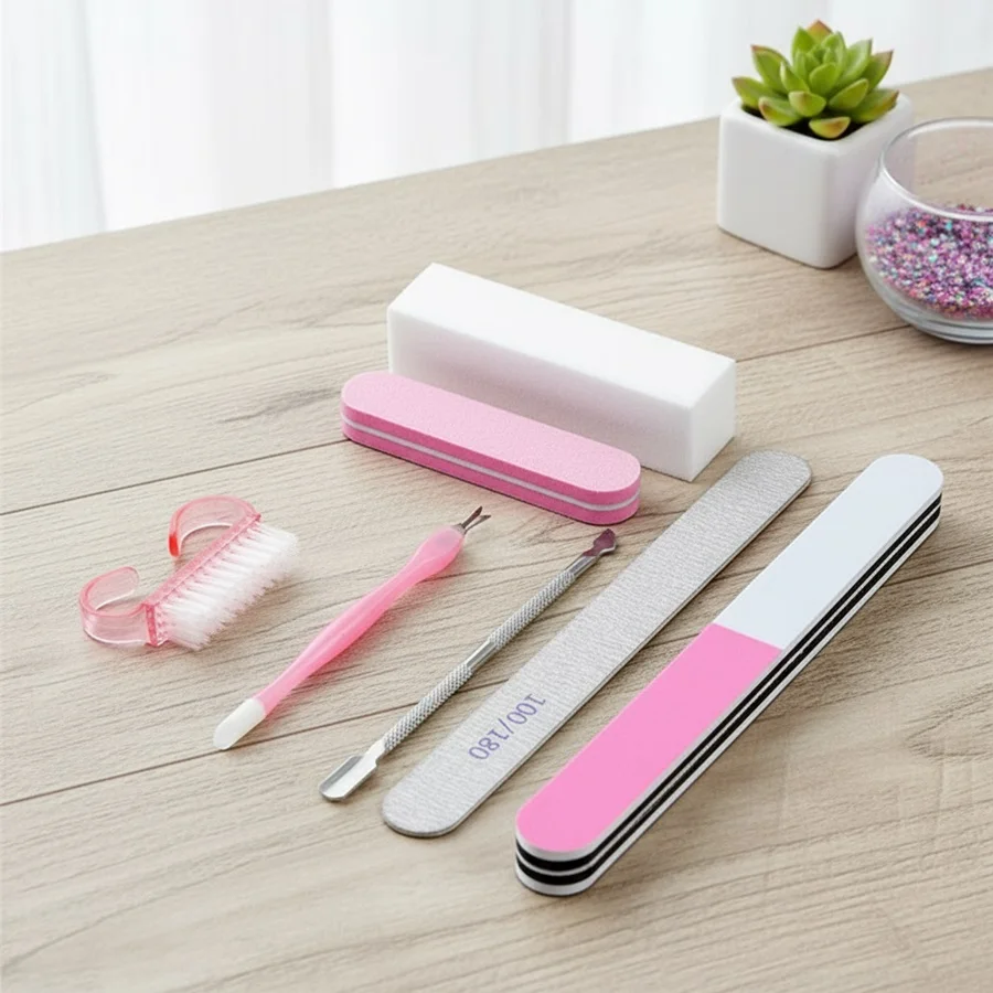 

7Pcs Nail Cleaning Tool Kit, Nail File, Cuticle Pusher, Callus Remover, Nail Clipper Set