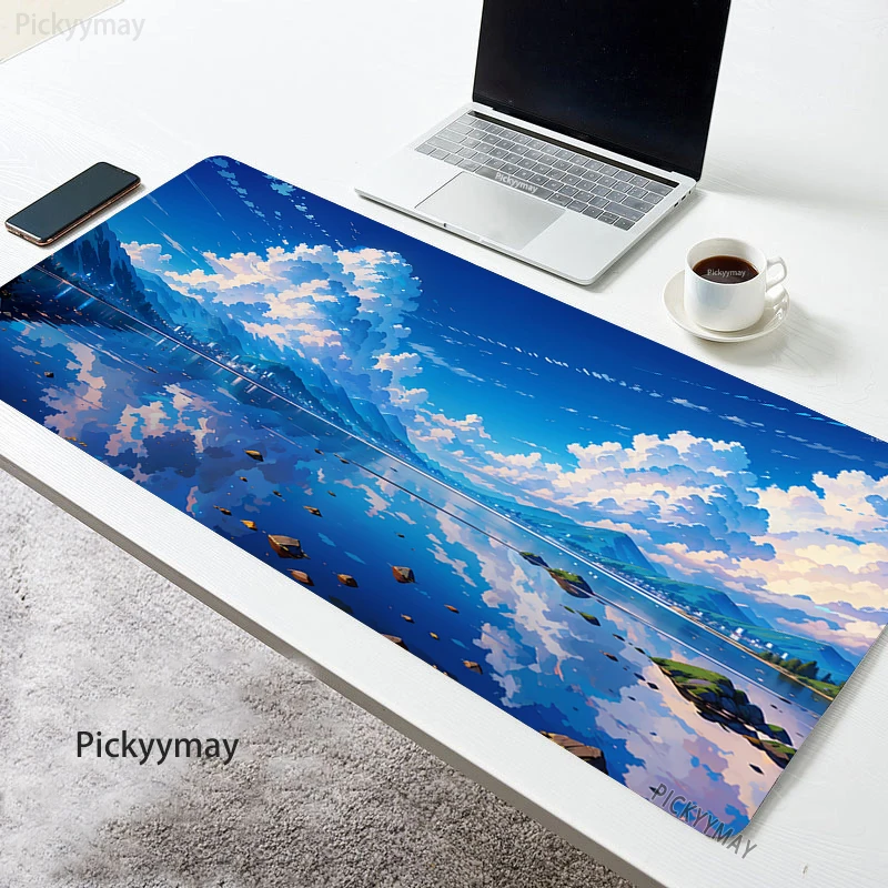 Sky Clouds Mouse Pad Gaming Accessories Mause Anime Table Keyboard Desk Mat Mausepad Gamer PC Rubber Carpet Office Blue Mousepad