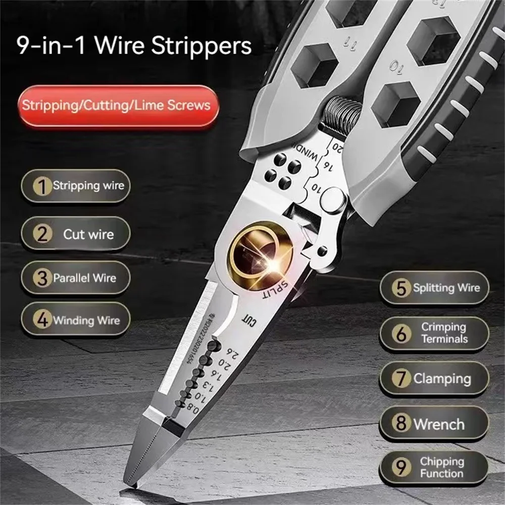 

7-inch Multipurpose Wire Stripper Professional Tool Electrician Crimpe Pliers For Wire Stripping Cable Cutters Hand Tool