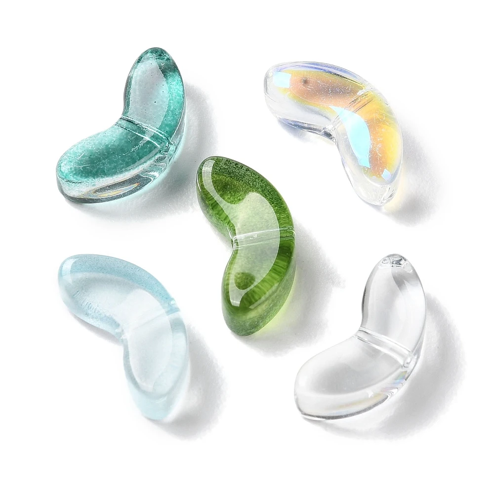 100 pc Transparent Glass Charms Leaf Mixed Color 13.5x6x4.5mm Hole: 1mm