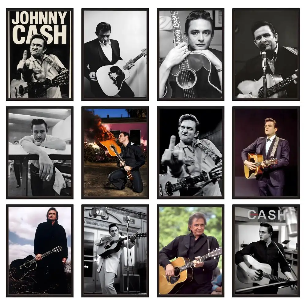 Pôster da lenda da música country Johnny Cash para escritório, quarto, café, decoração de casa, durável, à prova d'água, adesivos estéticos, arte de parede HD