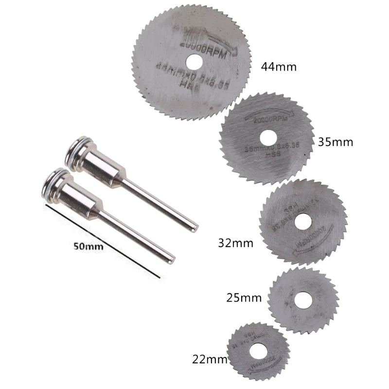 A2UD 7Pcs HSS Circular  Cutting  Blade Disc Mandrels fr Rotary Tool New