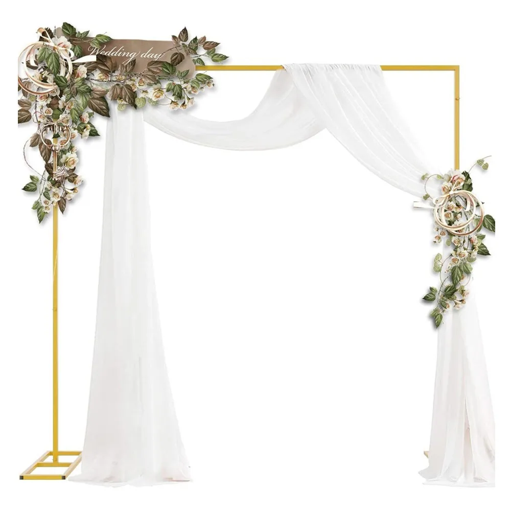 Wedding Square Forged Metal Frame Floral Arch, Adjustable Backdrop Curtain Frame, Veil Balloon Stand, Party Event, DIY Decor