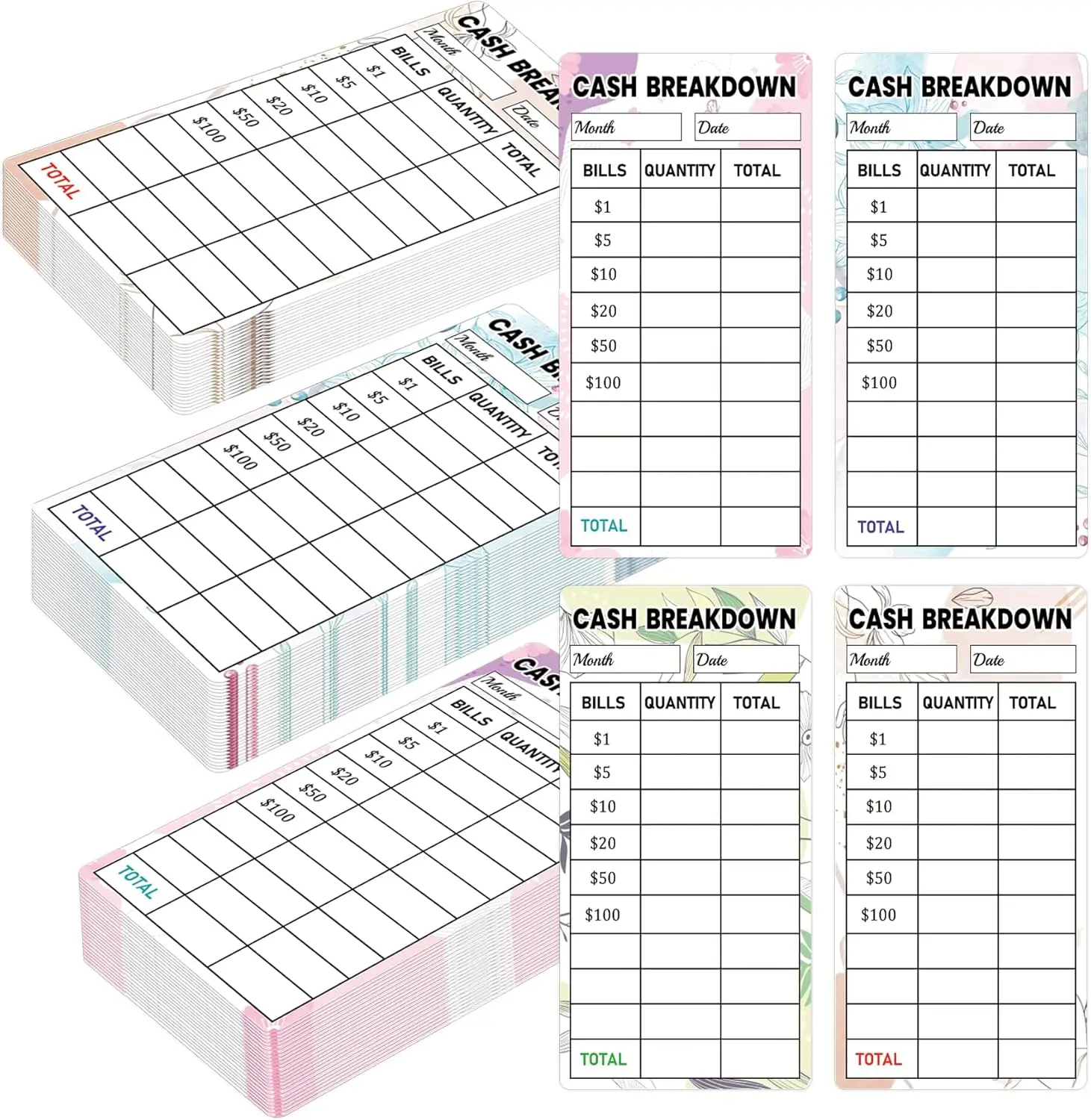

100 шт. наклеек для учета наличных средств 2x4 дюйма, этикетки-органайзеры для банкнот, аксессуары для системы учета наличных в банке, наклейки для бюджета