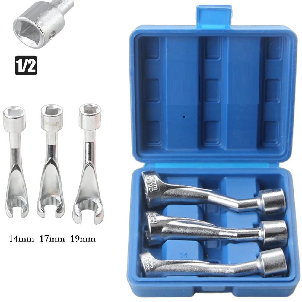 1/2inch Drive Fuel Injector Line Injection Socket 14/17/19mm Open End Wrench Fuel Injection Pipe Socket Wrench For Car Repair