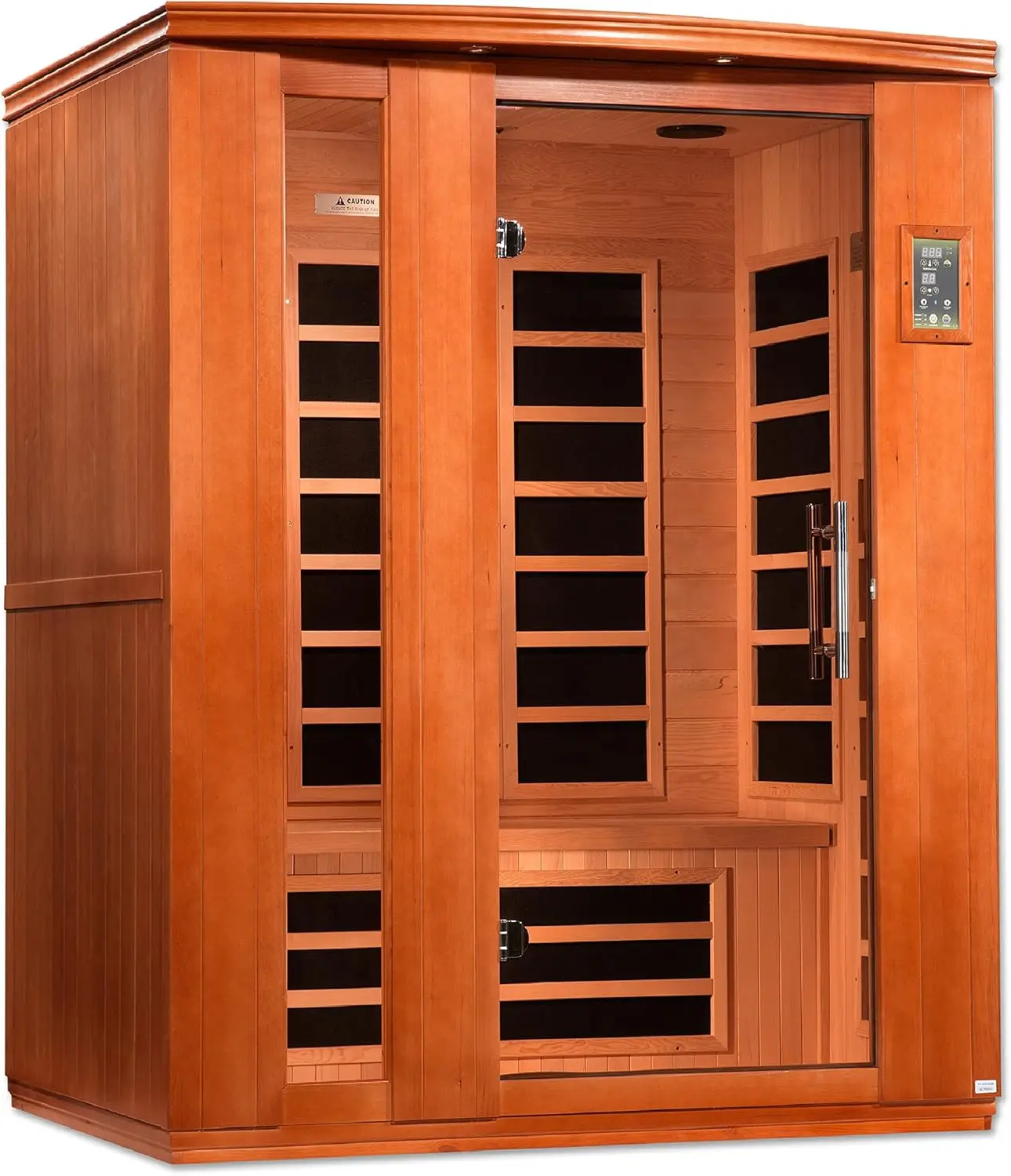 Indoor Sauna Room with Tempered Glass, Dynamic Lugano 3-Person Low EMF (Under 8MG) FAR Infrared Sauna (Canadian Hemlock)