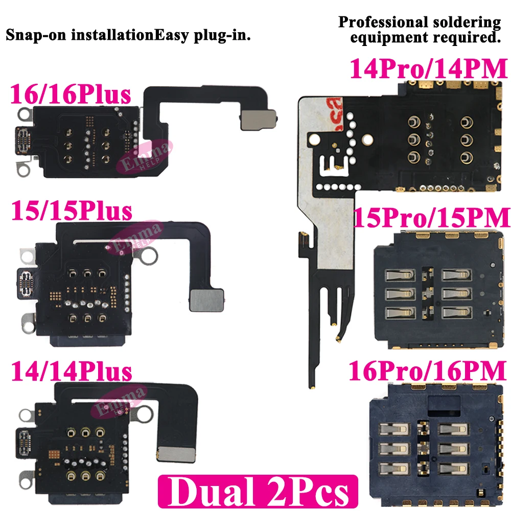 Apple Iphone 15 Pro Max - 2pcs Dual SIM Card Reader Flex