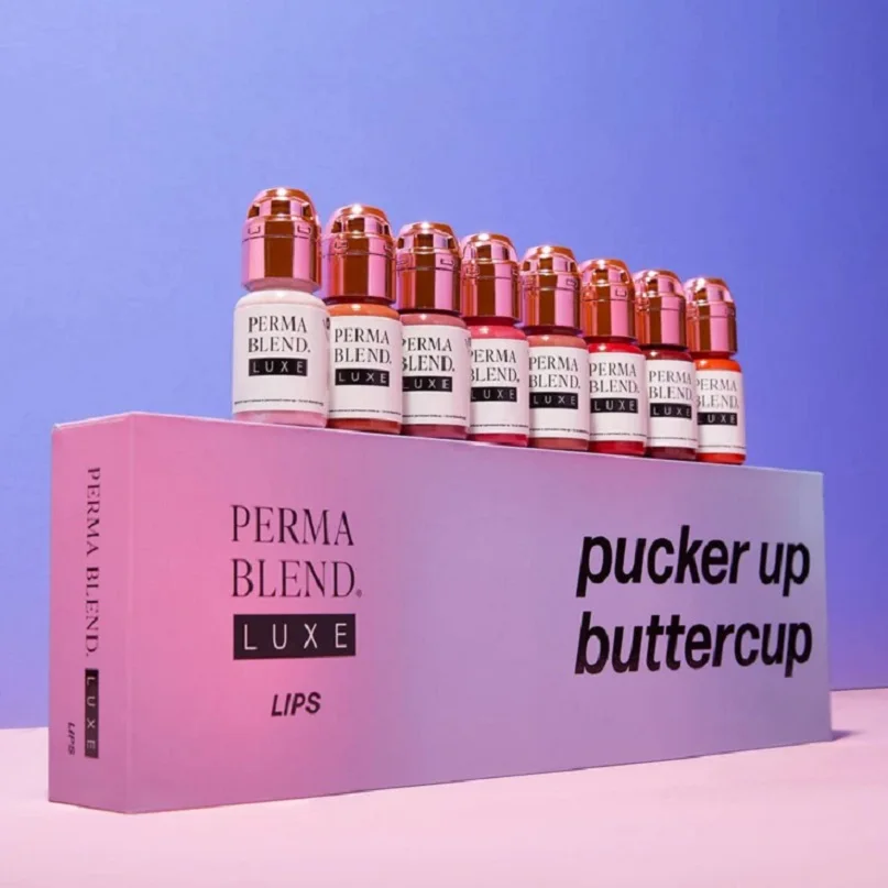 Perma Blend Pucker Up Buttercup: Kit de Tinta Profissional para Lábios, Pigmento de Maquiagem Permanente para Delineador Labial e Mistura de PMU
