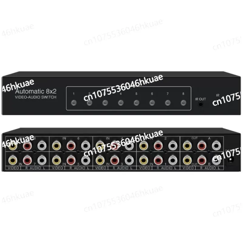 8x2 AV Switcher with Remote Control RCA Video Audio Selector 8 in 2 Out Sharing Manual Switching Box