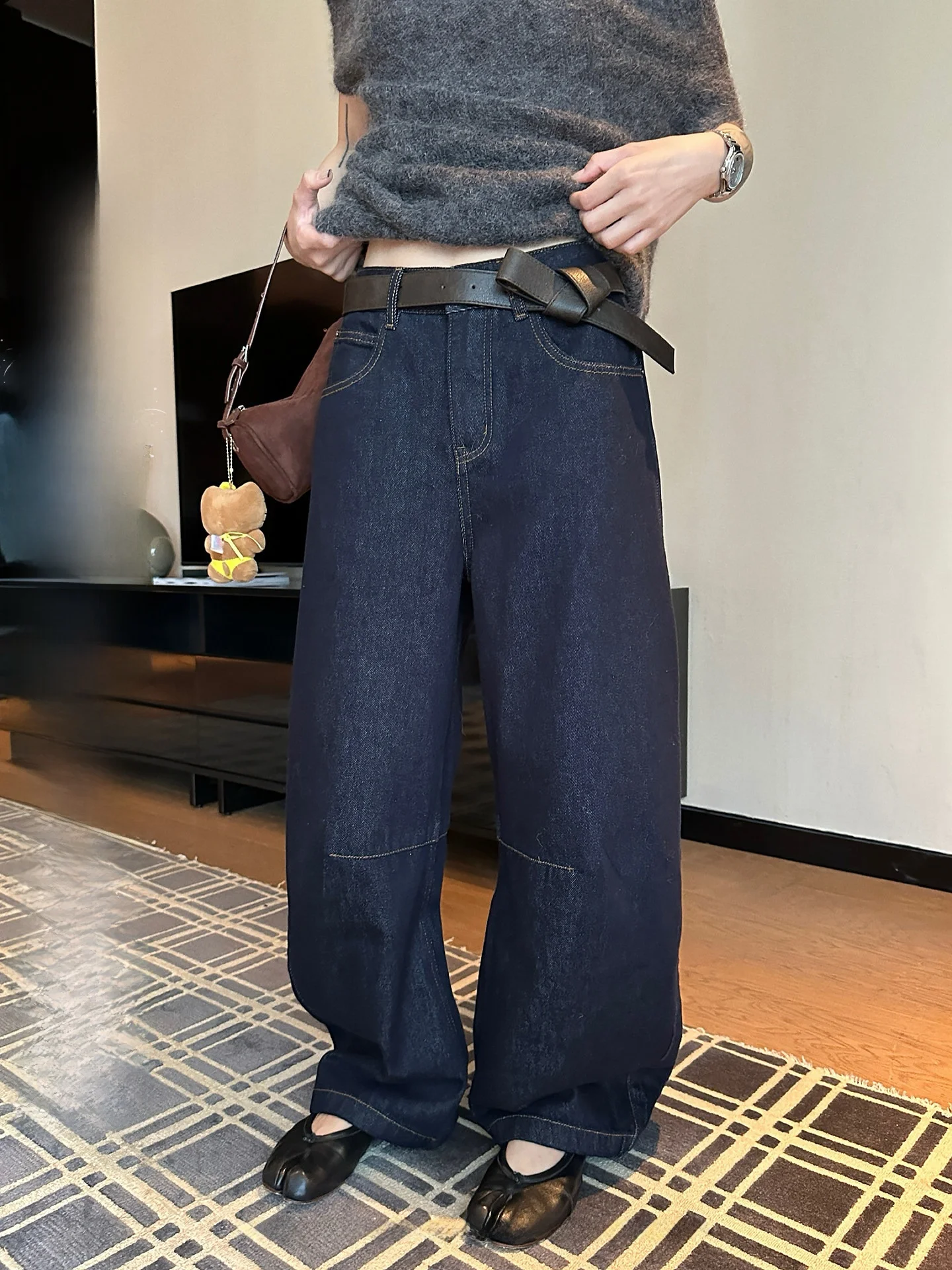 

Оригинальные джинсовые прямые джинсы с низкой талией, женские осенние повседневные свободные широкие брюки, длинные универсальные брюки