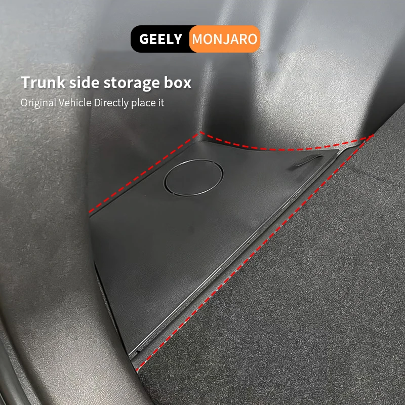 For GEELY Monjaro Xingyue L 2021-2024 Car Rear Trunk Side Storage Box with Cover Auto Tail Boot Organizer Partition Decoration