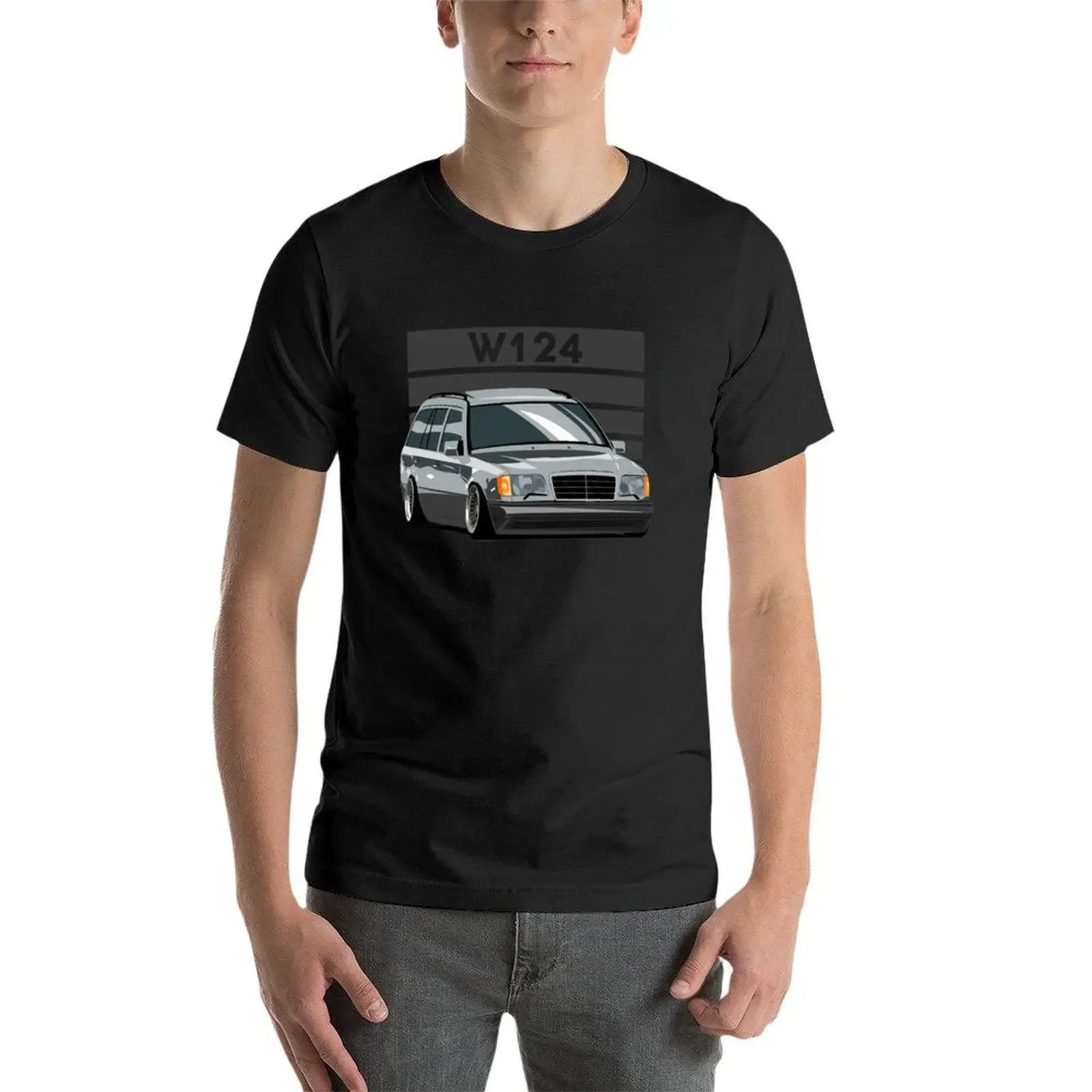 W124 Stanced Wagon T-Shirt baggy shirts hippie clothes plus size tops summer tops t shirts for men graphic view 4