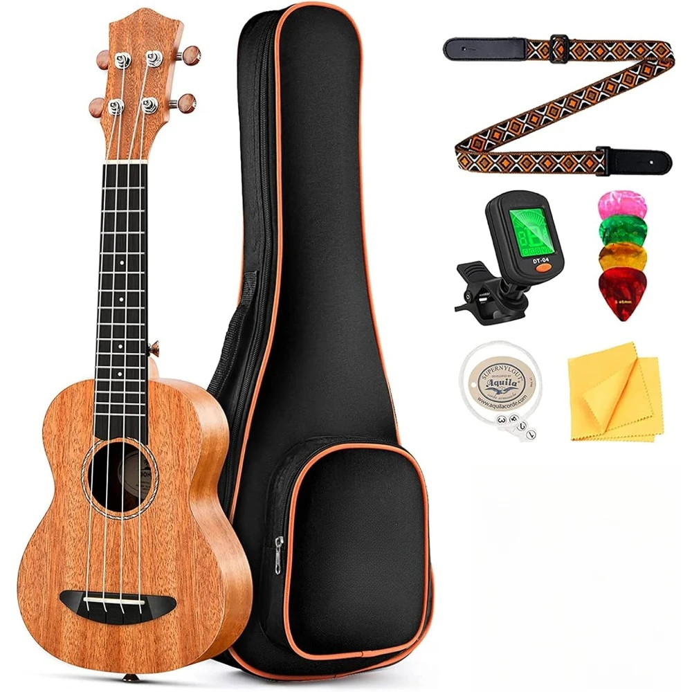 23 Inch Ukulele, Beginner Mahogany Kit Bag Strap Nylon String Tuner, Item Weight 1300 Grams, Ukulele