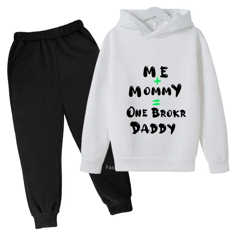 

New Trendy English Letter Print Kids' Hoodie and Pants Combo - Fun and Casual for Boys & Girls' Spring and Autumn Days Out