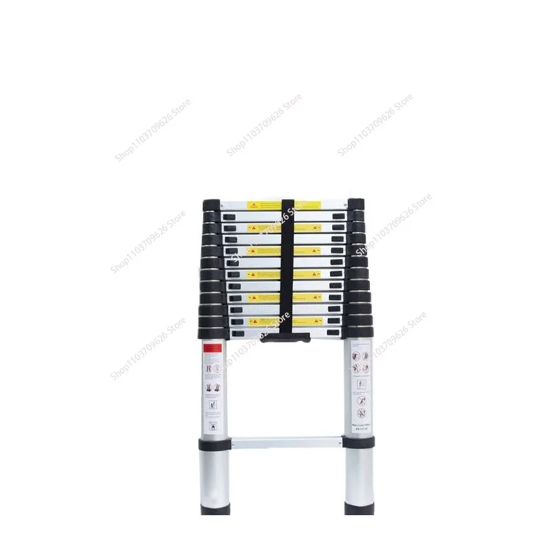 Telescoping Ladder 12.5 FT Aluminum One-Button Retraction Collapsible Extension 375 LBS Capacity w/Non-Slip for Home RV