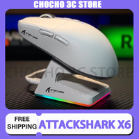 Attack Shark X6 Wireless Gamer Mouse 3-Mode Bluetooth Mouse Paw3395 Lightweight With Charging Dock Rgb Sensor Esports Gamer Mice