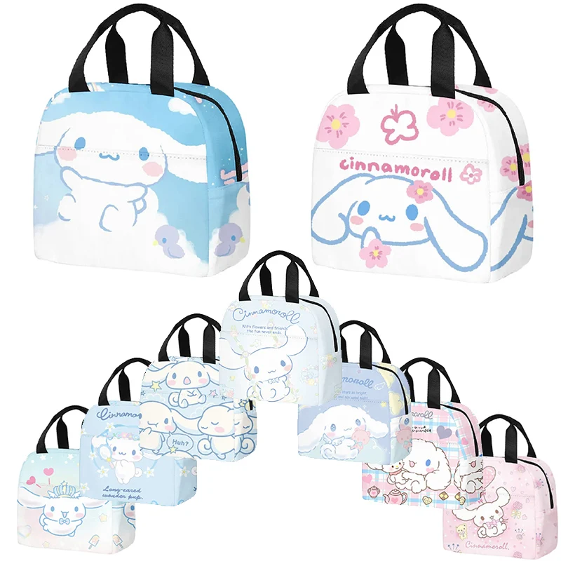 3D Cartoon Sanrio Cinnamorolls Oxford Cloth Lunch Bag for Children Waterproof Insulated Outdoor Picnic Storage Box Girls Handbag