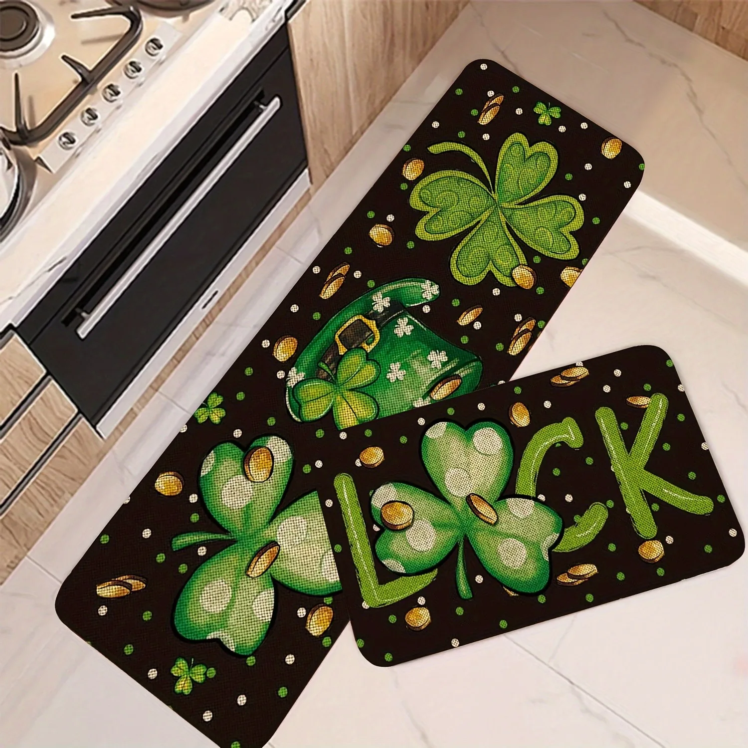 

1PC Clover Pattern Kitchen Rug Non-Slip Door Mats Pop design Bathroom Rug Bath Mat Carpet for Home Sink Laundry Decor