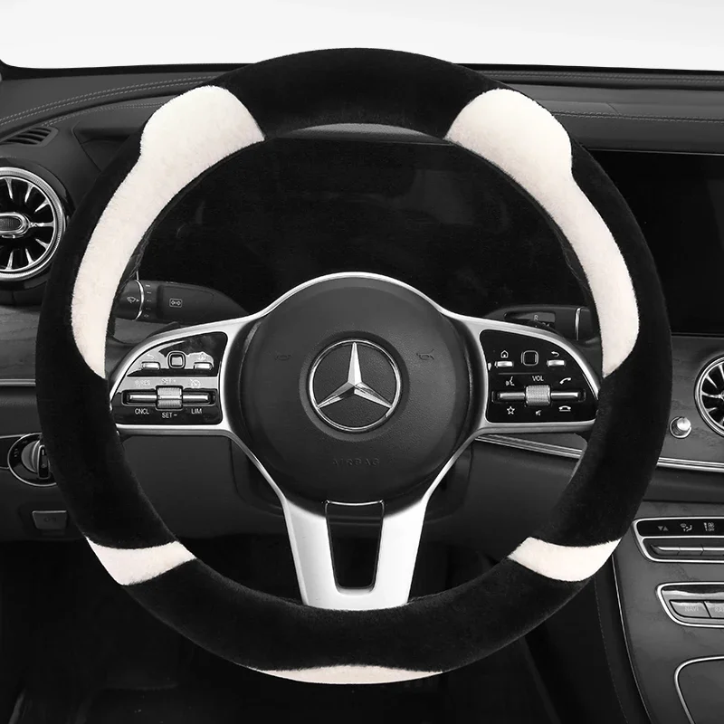 Plush Steering Wheel Cover for Women 38 CM Car Styling Universal Leather Steering Wheel Cover for Girls Cute Car Accessories