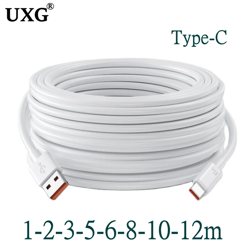 3/5/8/10M USB Type C Extendded Long Fast Charging Cable Cord For Samsung Xiaomi Huawei Laptop Tablet Micro USB Charger Data Line