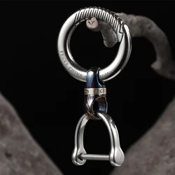 Luxurious Titanium Damascus 360° Rotatable Connection Buckle Men Zirconium Alloy Capsule Combination Car Key Chain Key Ring