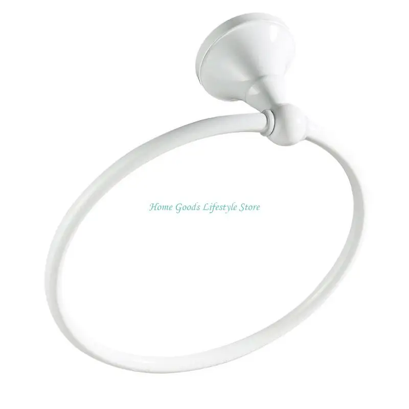 E74E Functional Oval Towel Rings Metal Component Embossed Not Slip Designs Towel Rack Easy Mounting for Small Space Bathrooms