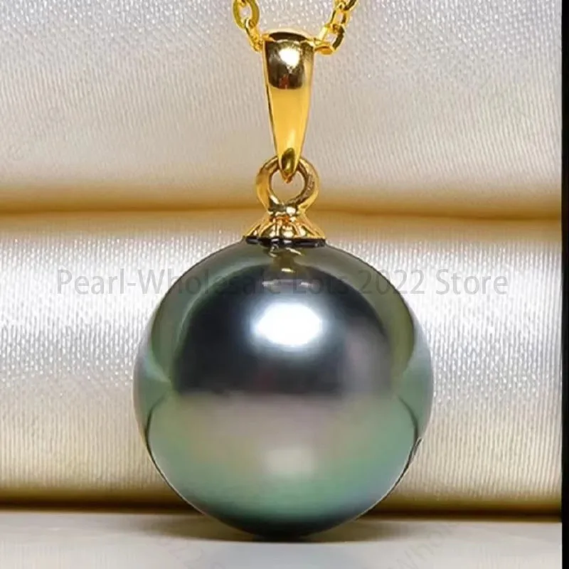 Real Natural Black Peacock Pearl Pendant, 12-13mm, 925 Sterling Silver  Wedding Gift for Her