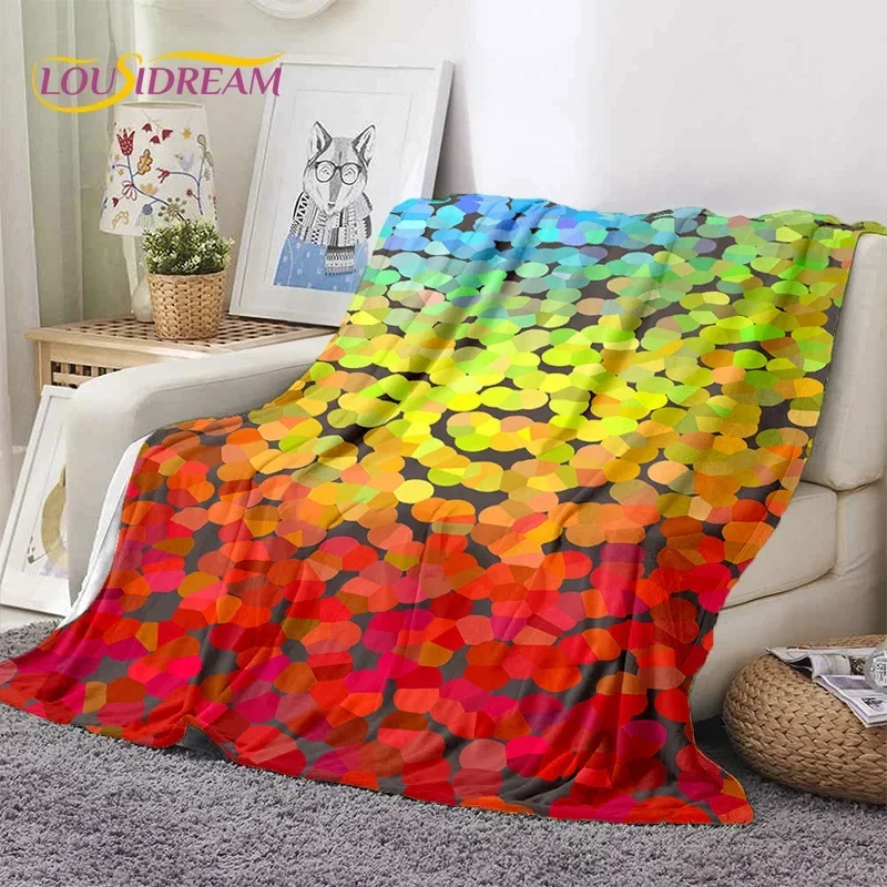 Rainbow Colour Illusion Cartoon Soft Flannel Blankets,Throw Blanket Comfortable Blanket for Picnic Beds Sofa Home Bedroom Gifts